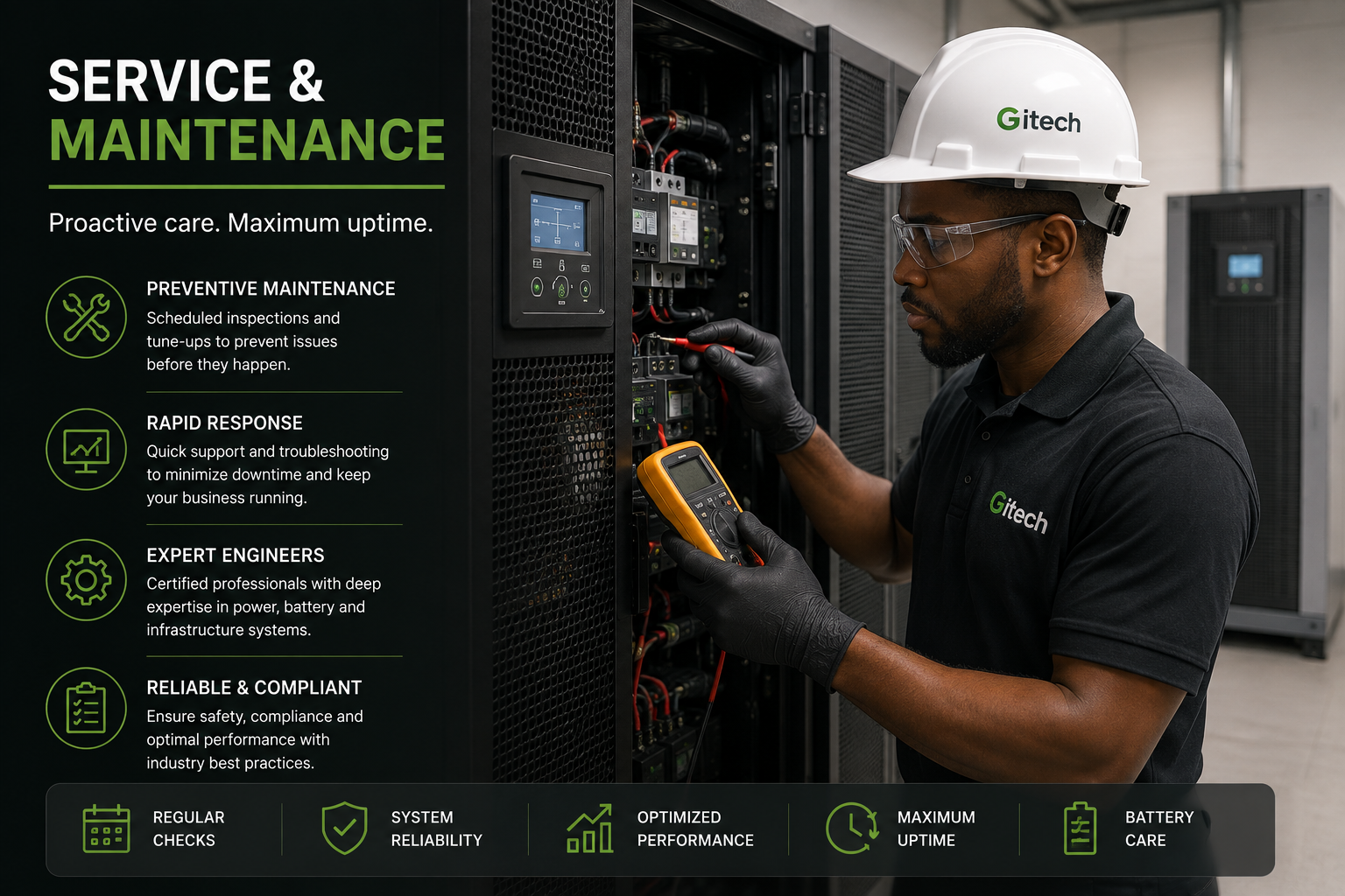 Gitech engineer servicing power equipment